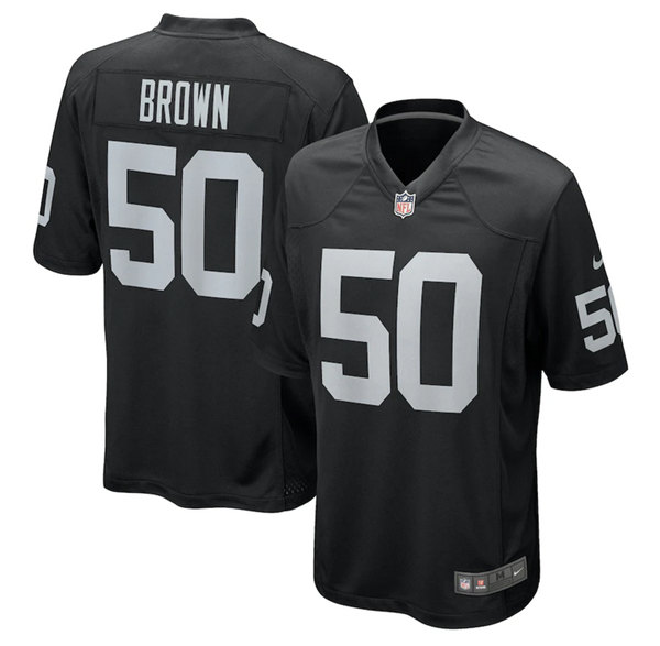 Men's Las Vegas Raiders #50 Jayon Brown Black Stitched Game Jersey